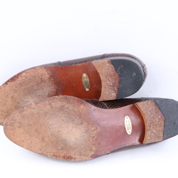 Vintage Genuine Lizard Dress Shoes Loafers Brown